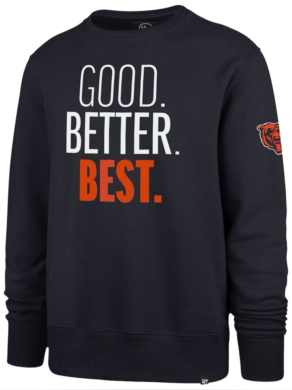 Men's Crewneck Sweater - Black with 'Good. Better. Best.' Print